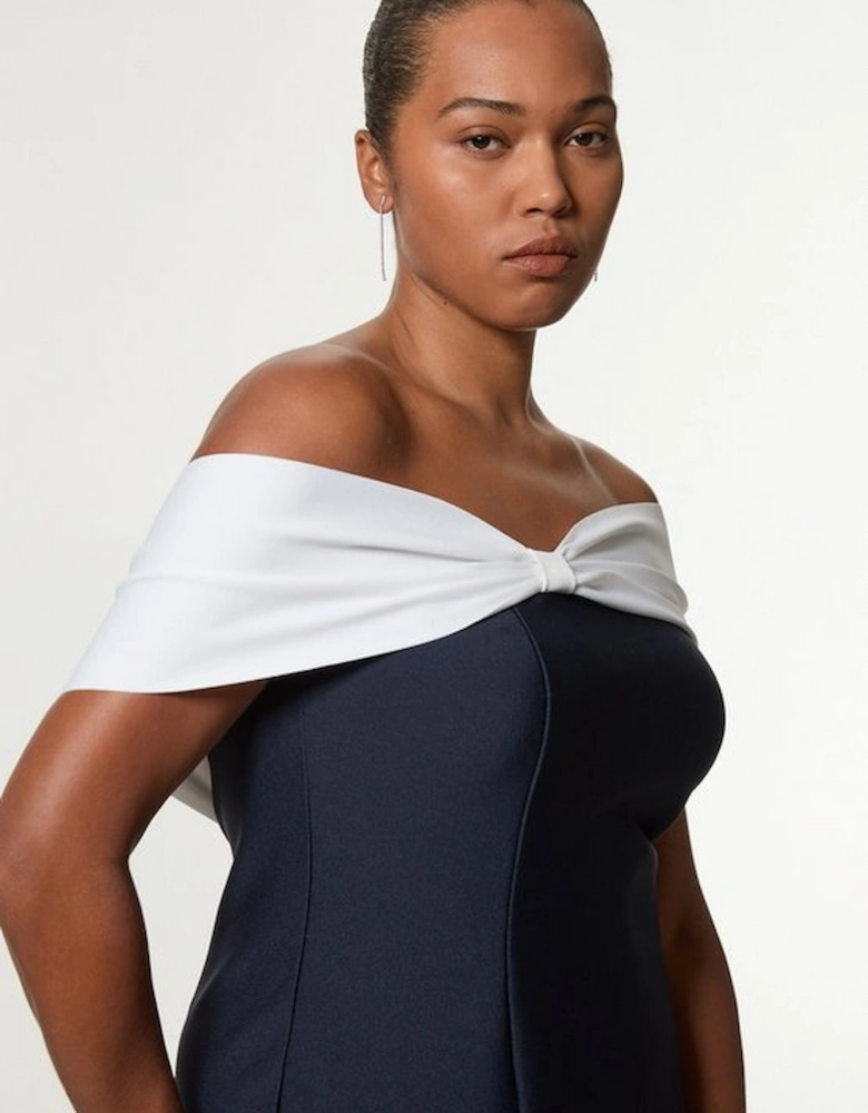 Plus Size Bandage Bandeau Contrast Midi Dress