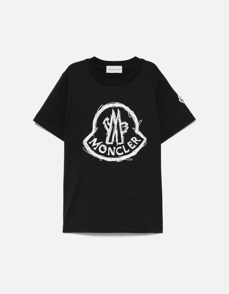 Kids Archive Logo Cotton T-Shirt Black