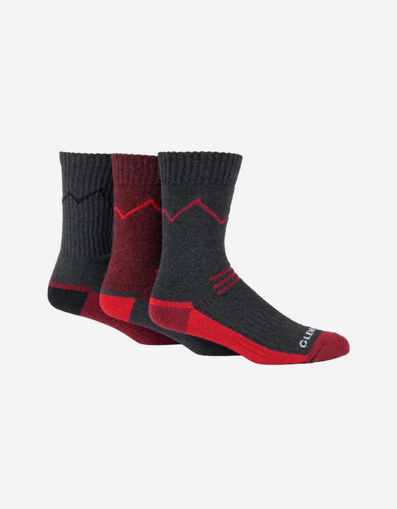 Glenmuir 3-Pack Cushioned Boot with Arch Support Charcoal/Red/Grey with Red Detailing