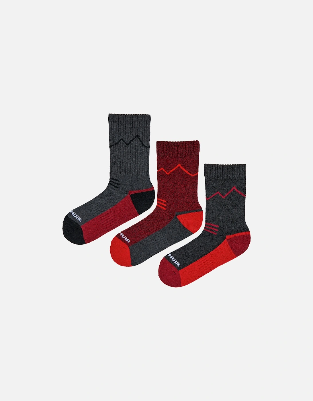 Glenmuir 3-Pack Cushioned Boot with Arch Support Charcoal/Red/Grey with Red Detailing