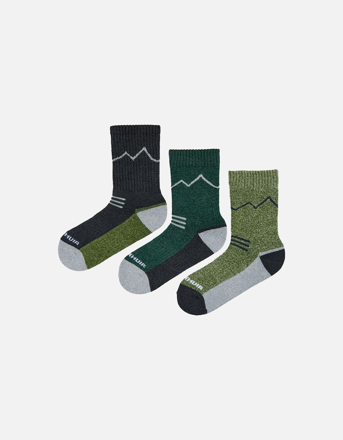 Glenmuir 3-Pack Cushioned Boot with Arch Support Green/Charcoal/Dark Green with Grey Detailing