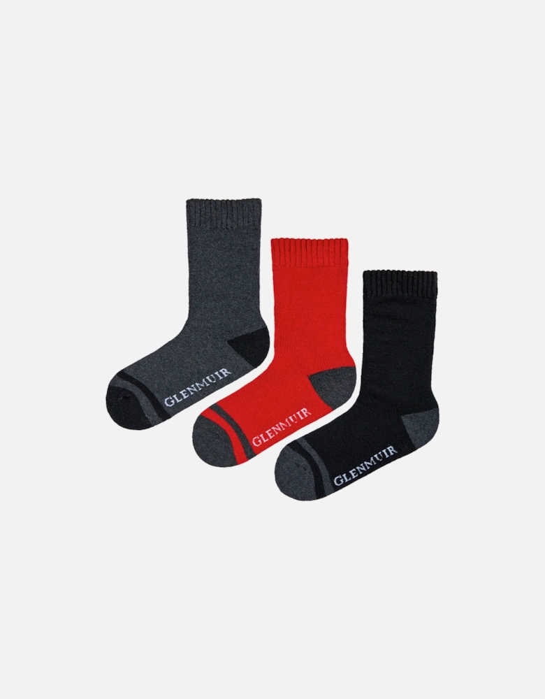 Glenmuir 3-Pack Cushioned Boot Black/Red/Charcoal