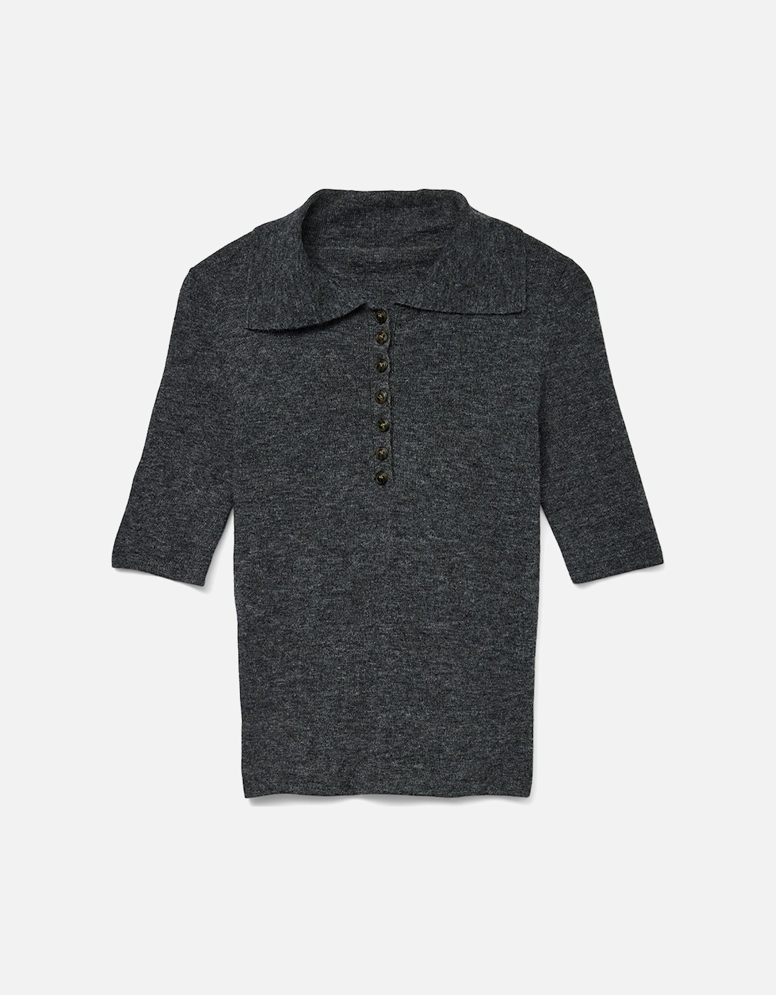 Aubrey 2/4 Polo Pullover Dark Grey Melange