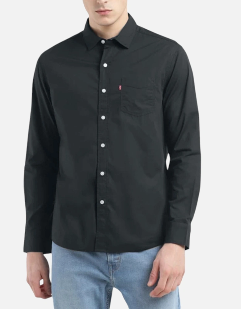 Mens Shirts Long Sleeve Black Soft Cotton Summer Button Down Collar Shirt