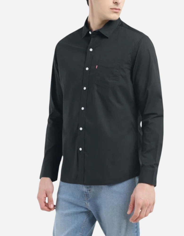 Mens Shirts Long Sleeve Black Soft Cotton Summer Button Down Collar Shirt