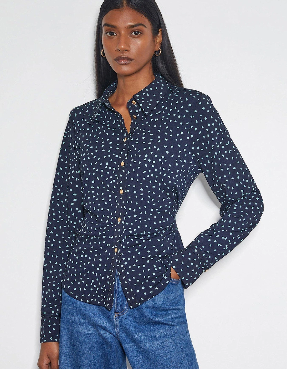 Novie Print Jersey Shirt - Navy, 2 of 1