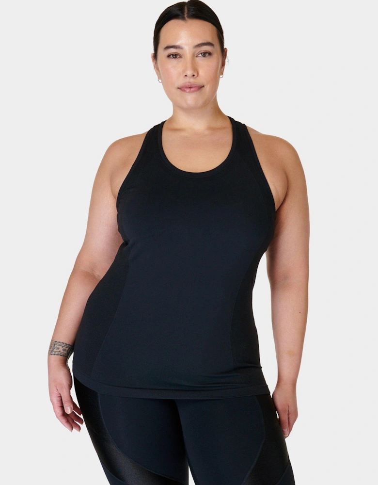 Womens Training Athlete Seamless Workout Tank Top - Black