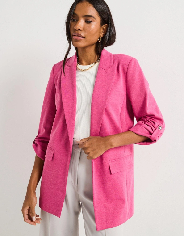 Jersey Button Tab Blazer - Raspberry