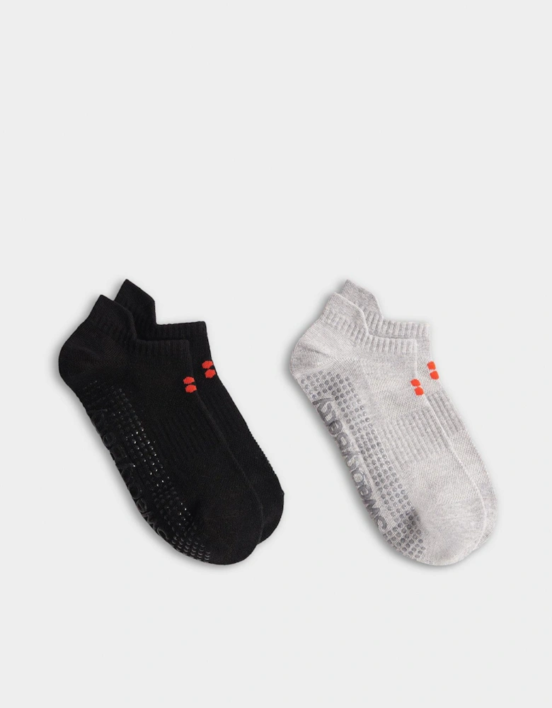 Womens Training Barre Gripper Socks - 2 pack - Black Multi