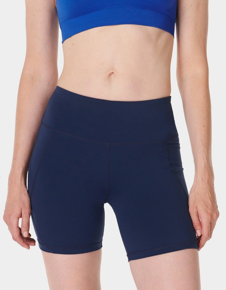 Womens Training Power 6' Biker Shorts - Navy