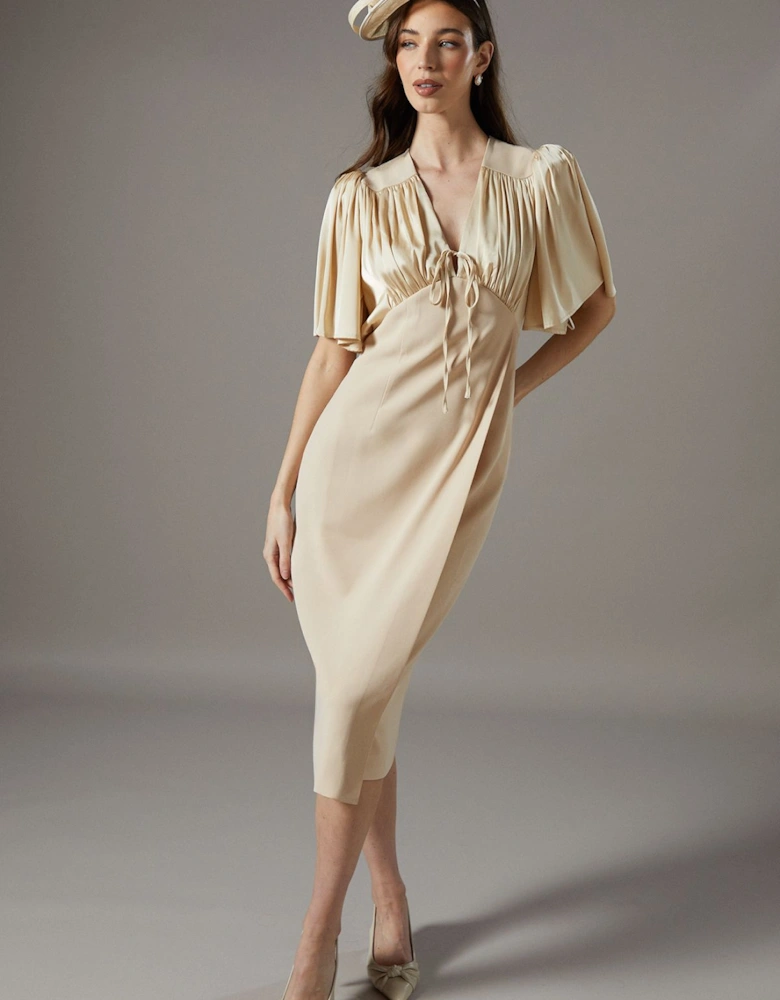 Satin Tie Front Tea Dress