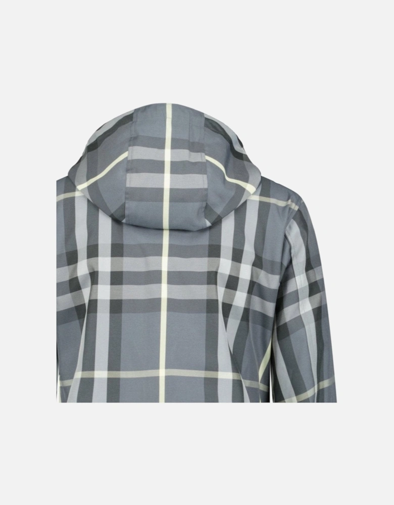 'Stanford' Zip-Up Check Hooded Jacket Yellow & Grey