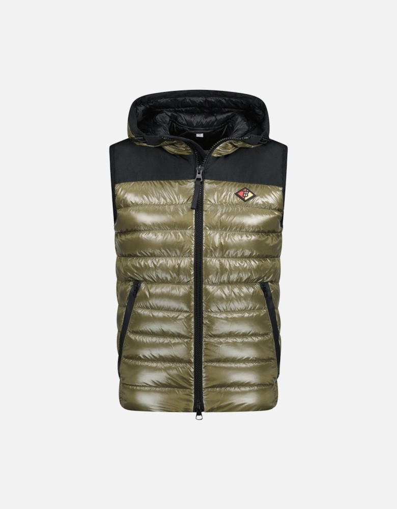 'Barstone' Hooded Down Gilet Khaki