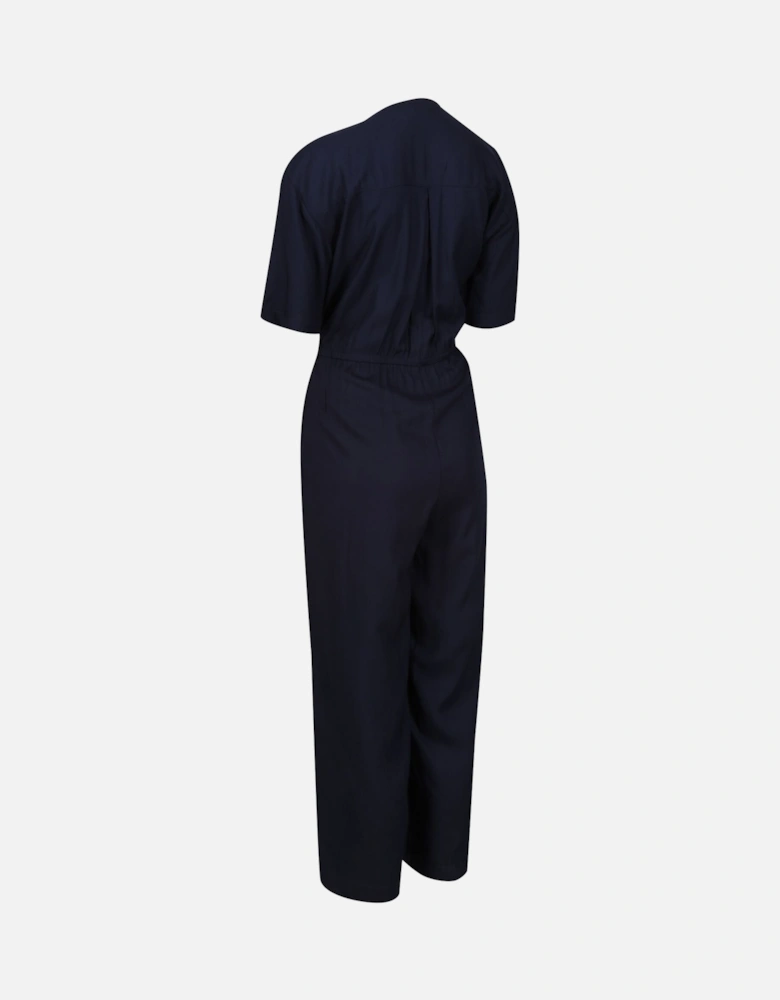 Womens/Ladies Streap Lightweight Button Front Short-Sleeved Jumpsuit