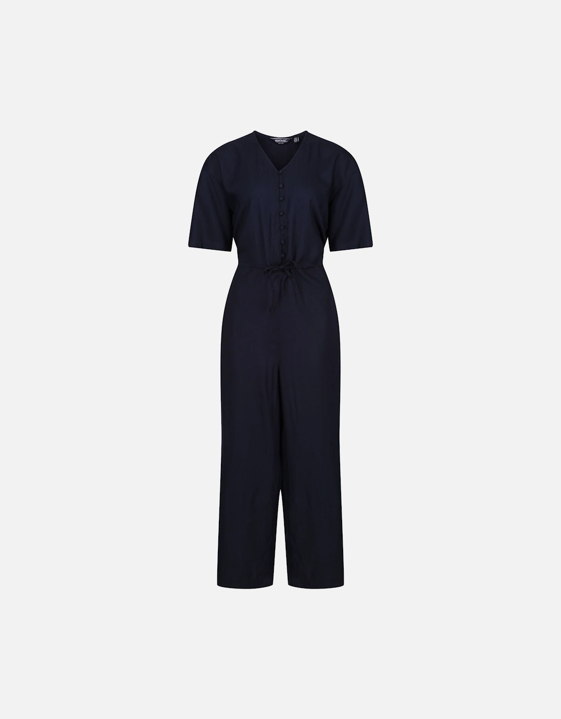 Womens/Ladies Streap Lightweight Button Front Short-Sleeved Jumpsuit, 6 of 5