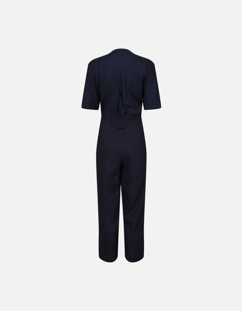 Womens/Ladies Streap Lightweight Button Front Short-Sleeved Jumpsuit