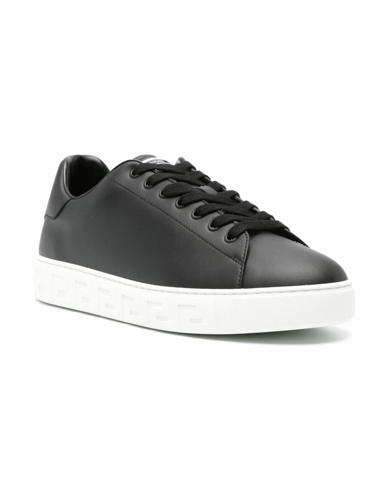 Greca Sole Leather Sneakers Black