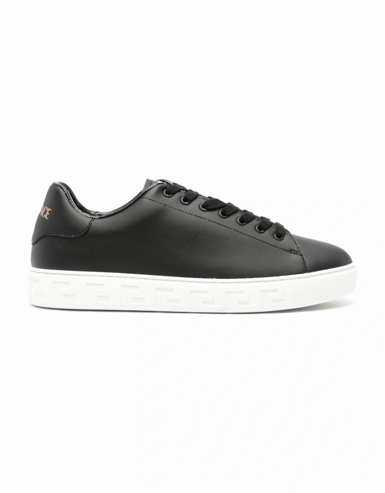 Greca Sole Leather Sneakers Black