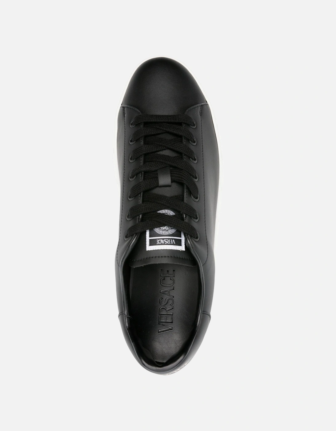 Greca Sole Leather Sneakers Black