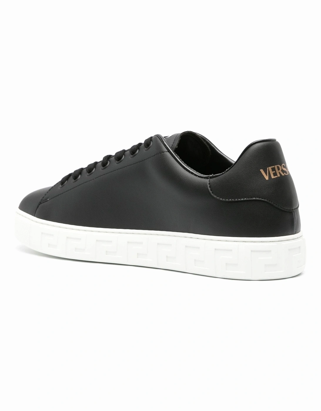 Greca Sole Leather Sneakers Black