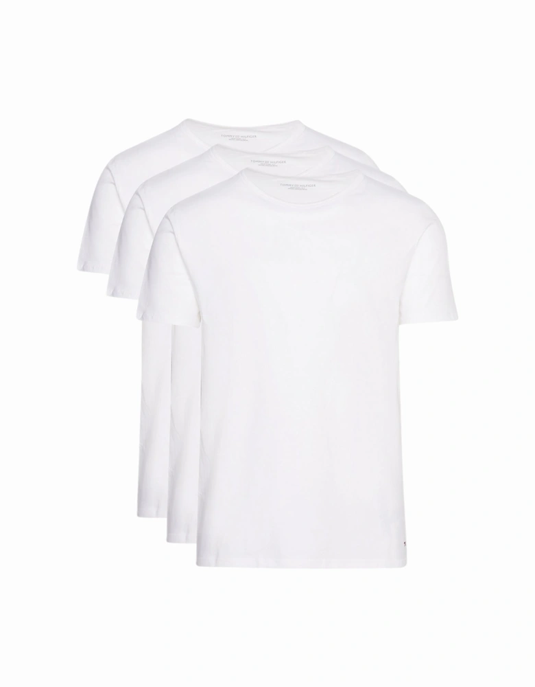 3-Pack Stretch Cotton Crew-Neck T-Shirts, White