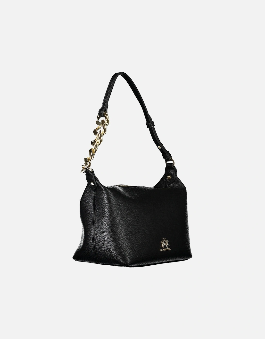 Chic Black Shoulder Bag with Adjustable Strap and Practical Pocket