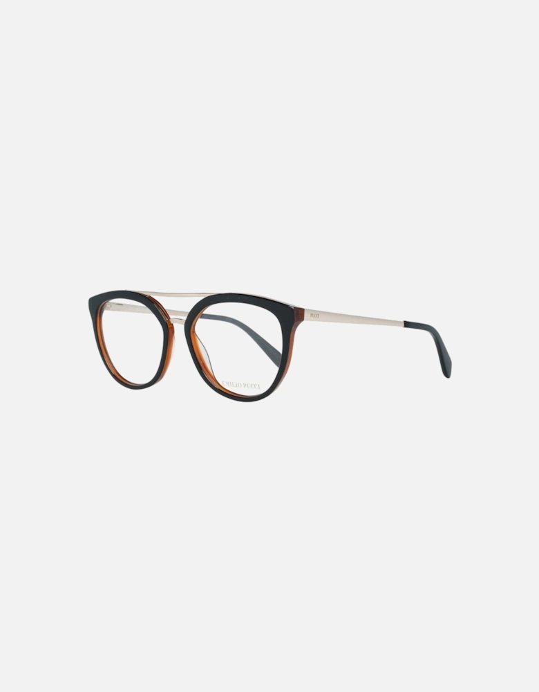 Round Full-Rim Metal & Plastic Frame Glasses Women - Black