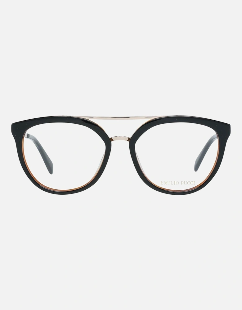 Round Full-Rim Metal & Plastic Frame Glasses Women - Black
