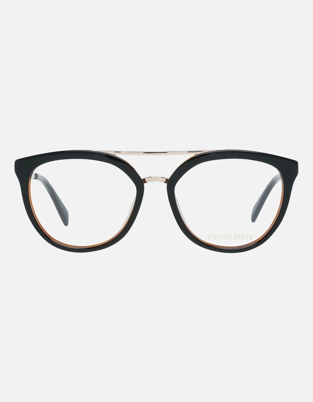 Round Full-Rim Metal & Plastic Frame Glasses Women - Black