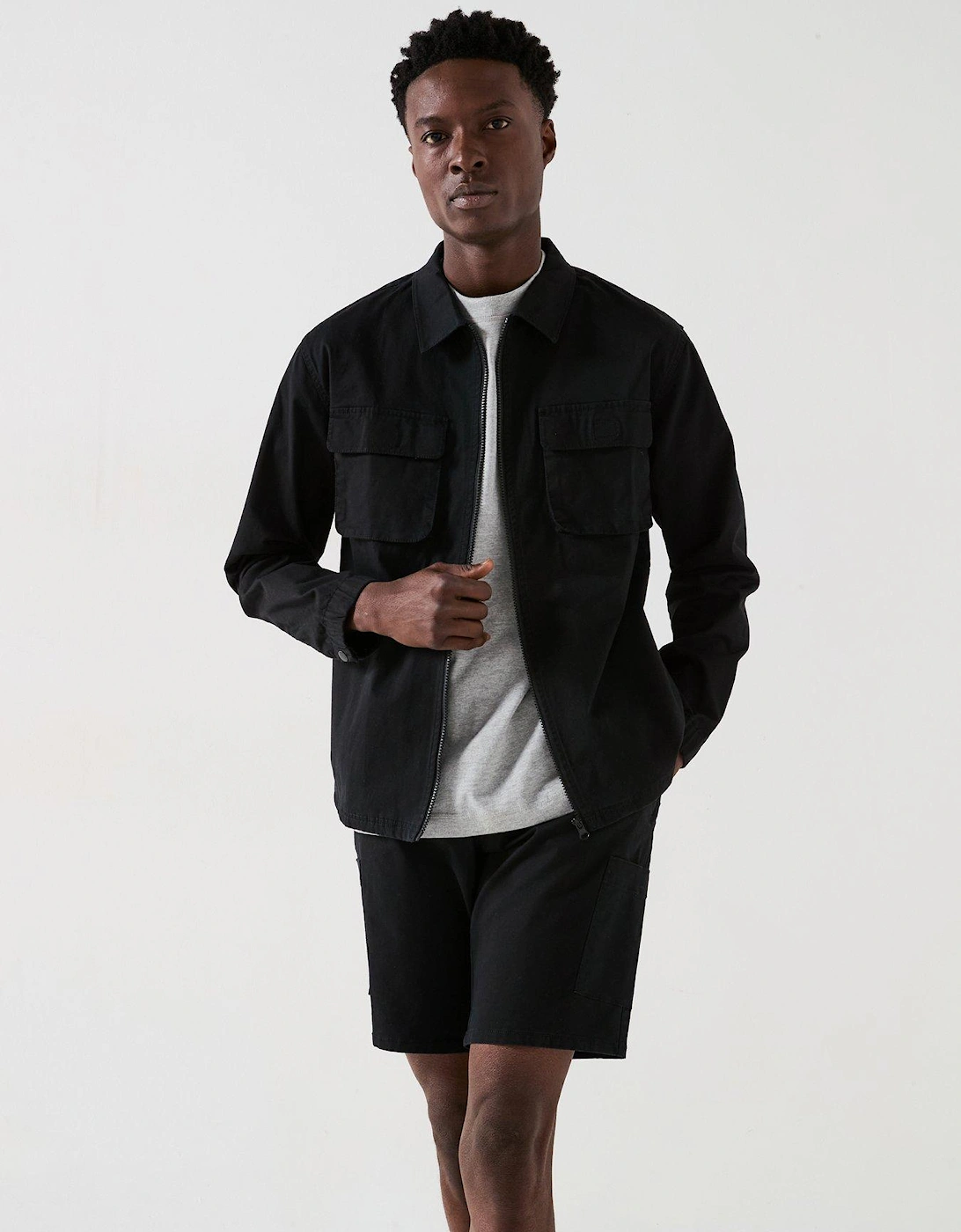 Garment Washed Overshirt - Black, 7 of 6