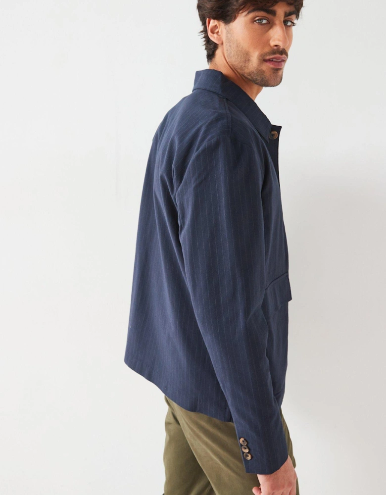 Pinstripe Chore Jacket - Navy