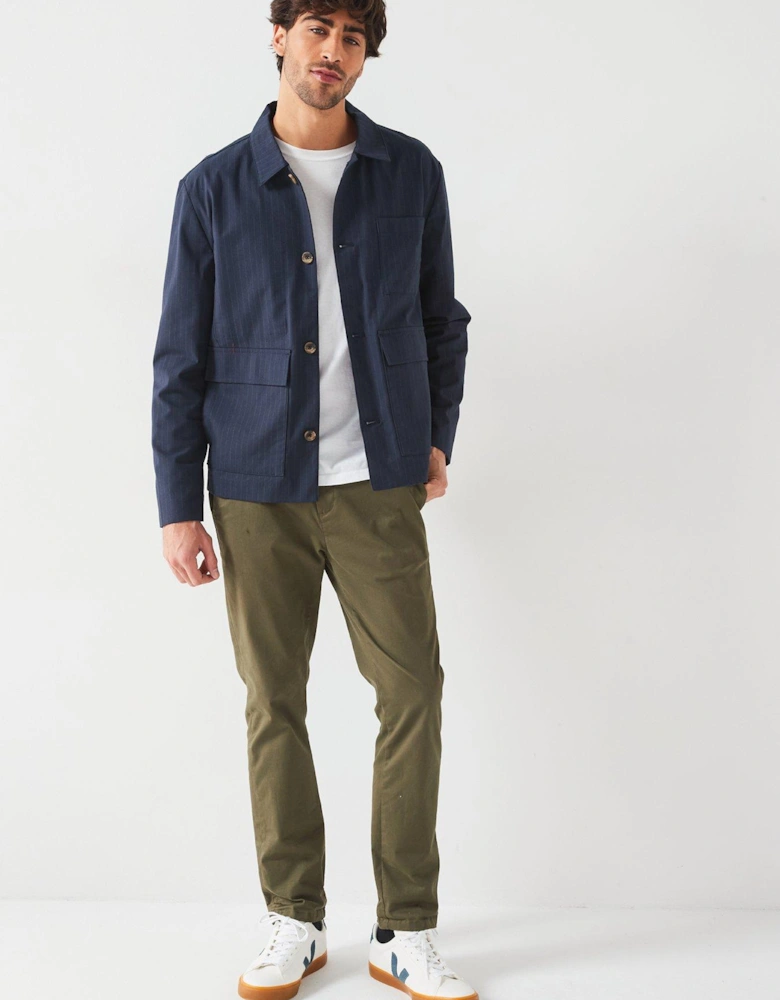 Pinstripe Chore Jacket - Navy