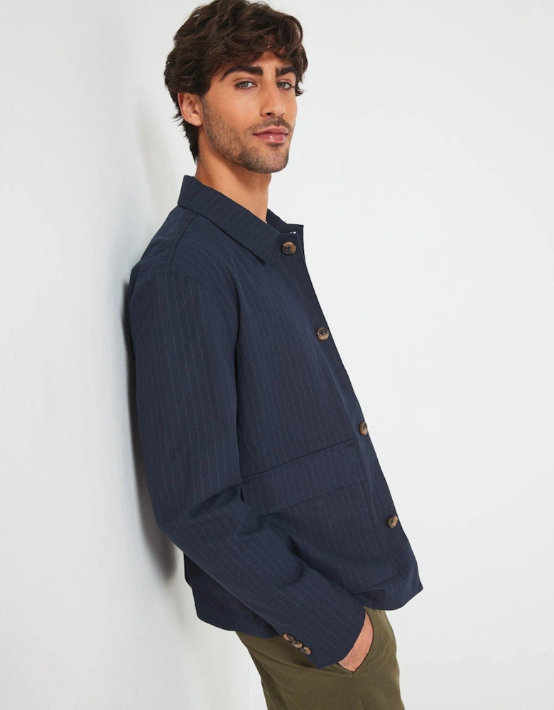 Pinstripe Chore Jacket - Navy
