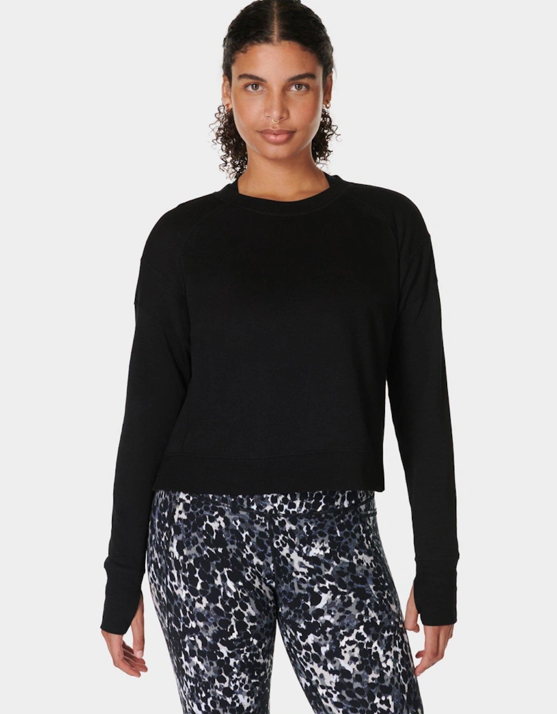 Womens Training After Class Crop Sweatshirt - Black