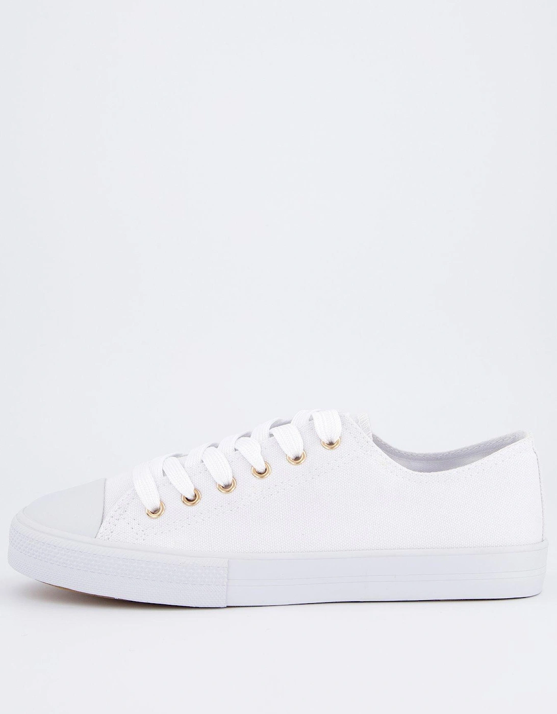 Wide Fit Canvas Lace Up Trainers - White, 2 of 1