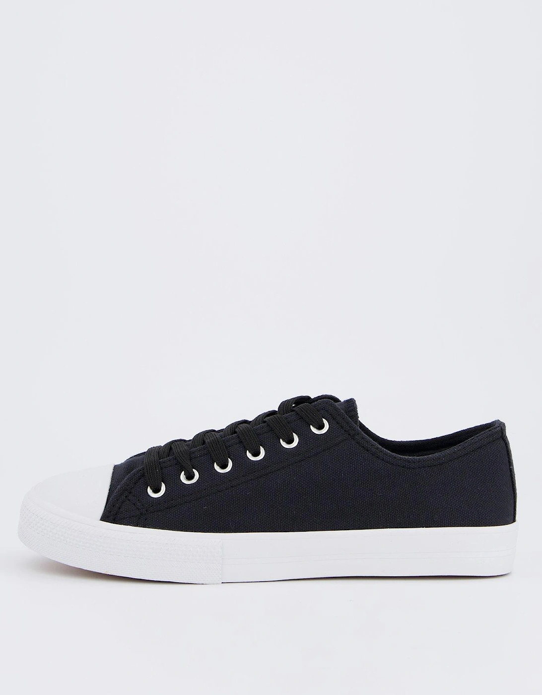 Wide Fit Canvas Lace Up Trainer - Black/White, 2 of 1