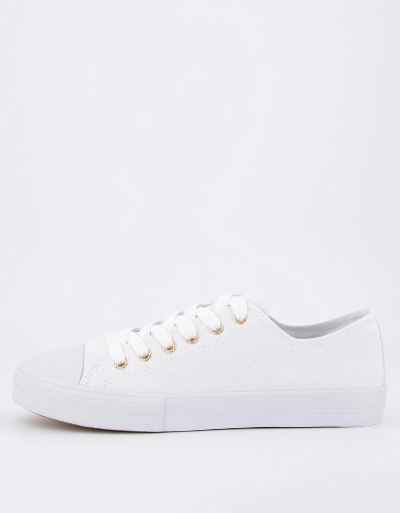 Extra Wide Fit Canvas Lace Up Trainer - White