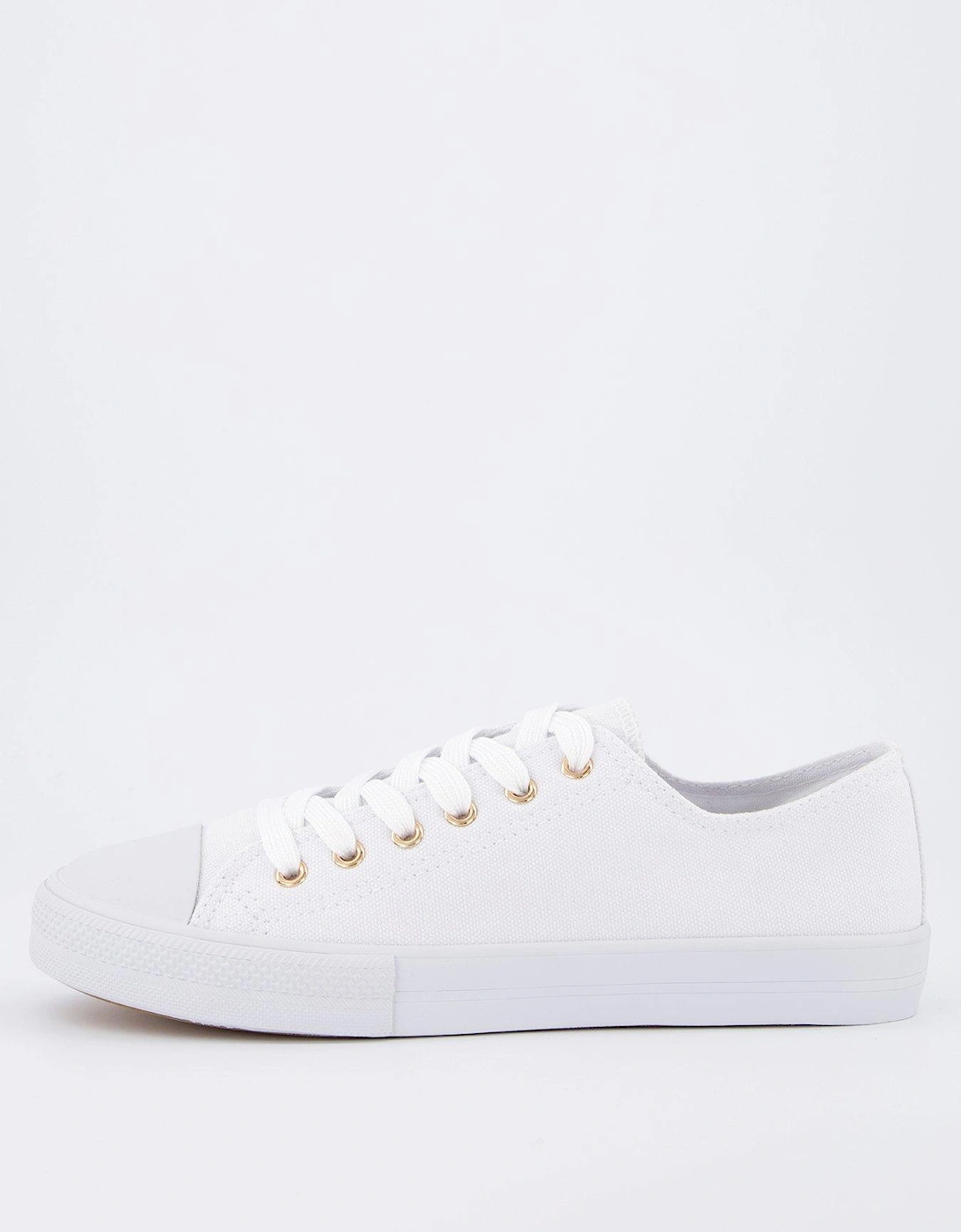 Extra Wide Fit Canvas Lace Up Trainer - White, 2 of 1