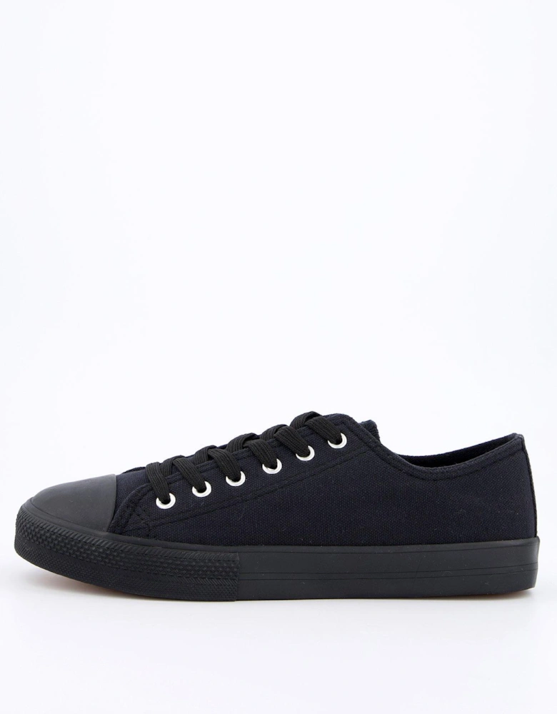 Extra Wide Fit Canvas Lace Up Trainer - Black