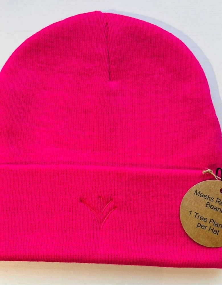 Meeks Recycled Beanie Hat in Hot Pink