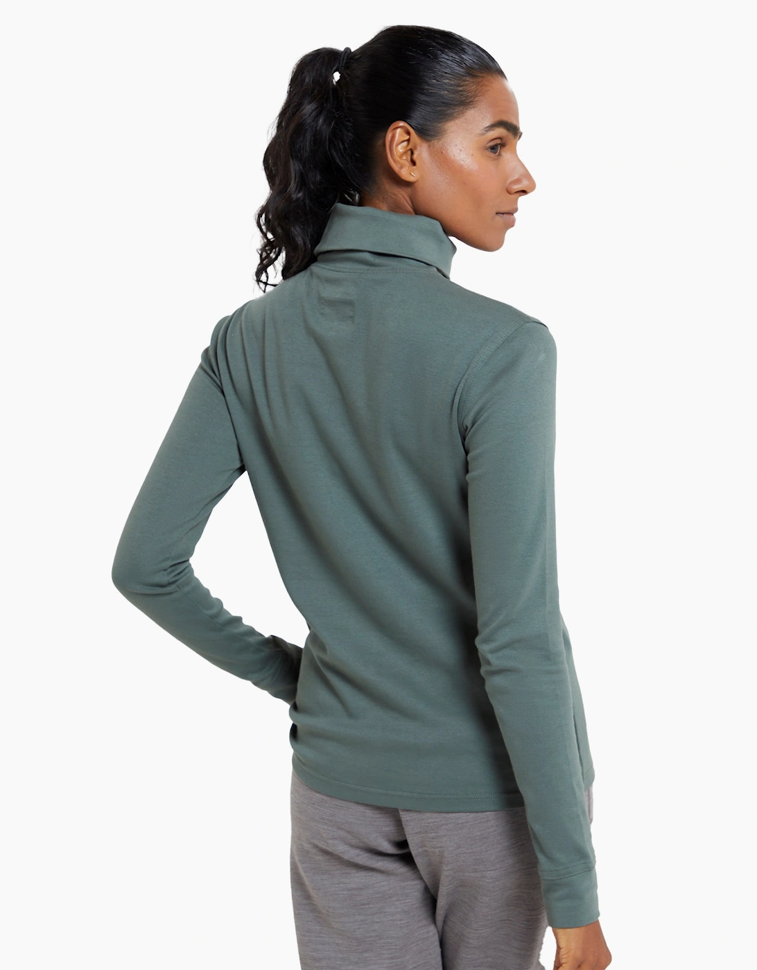 Mountain Warehouse Women's Mountain Warehouse Womens/Ladies Meribel Cotton Roll Neck Long-Sleeved Top - Green