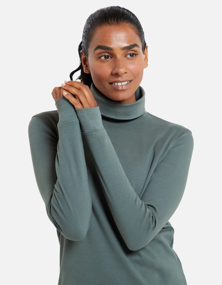 Womens/Ladies Meribel Cotton Roll Neck Long-Sleeved Top