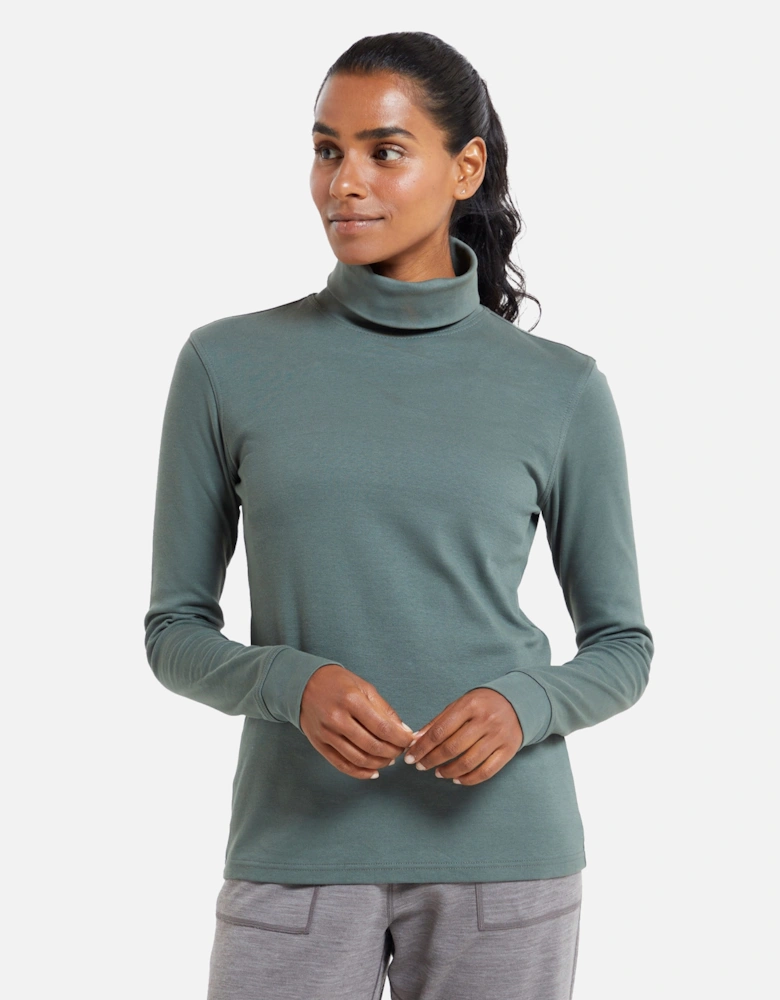 Womens/Ladies Meribel Cotton Roll Neck Long-Sleeved Top