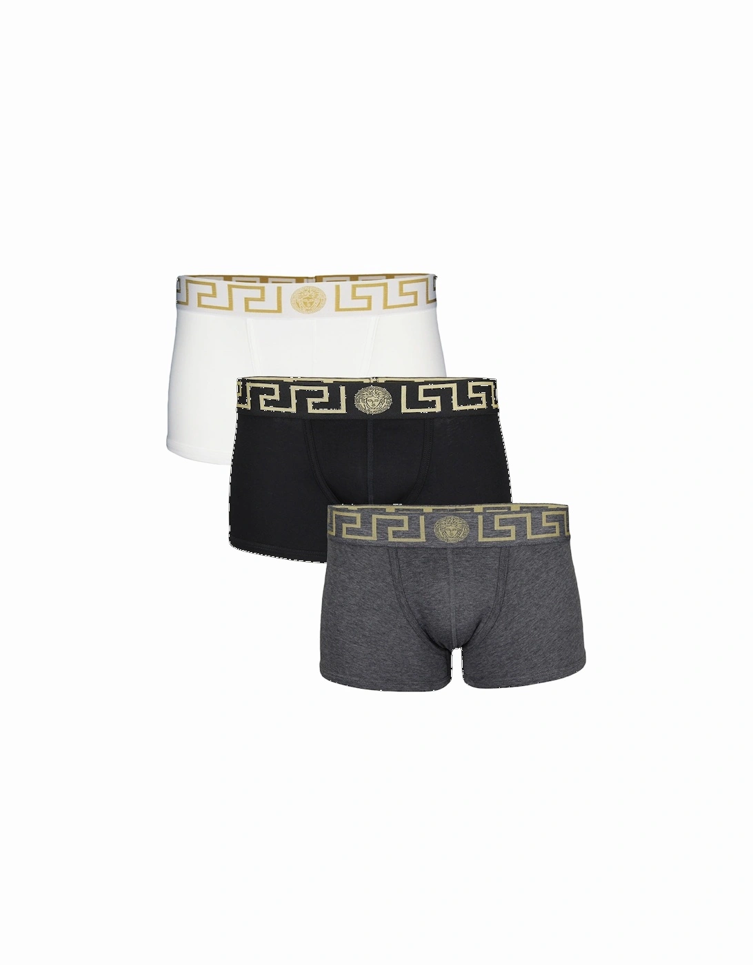 3-Pack Greca Border Low-Rise Boxer Trunks, Black/White/Grey, 4 of 3