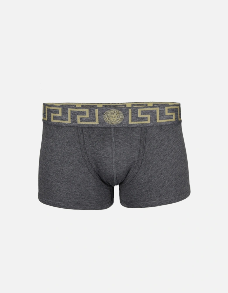 Greca Border Low-Rise Boxer Trunk, Grey