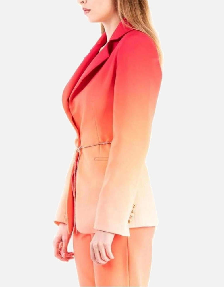 Orange Long Sleeve Buttoned Blazer Women