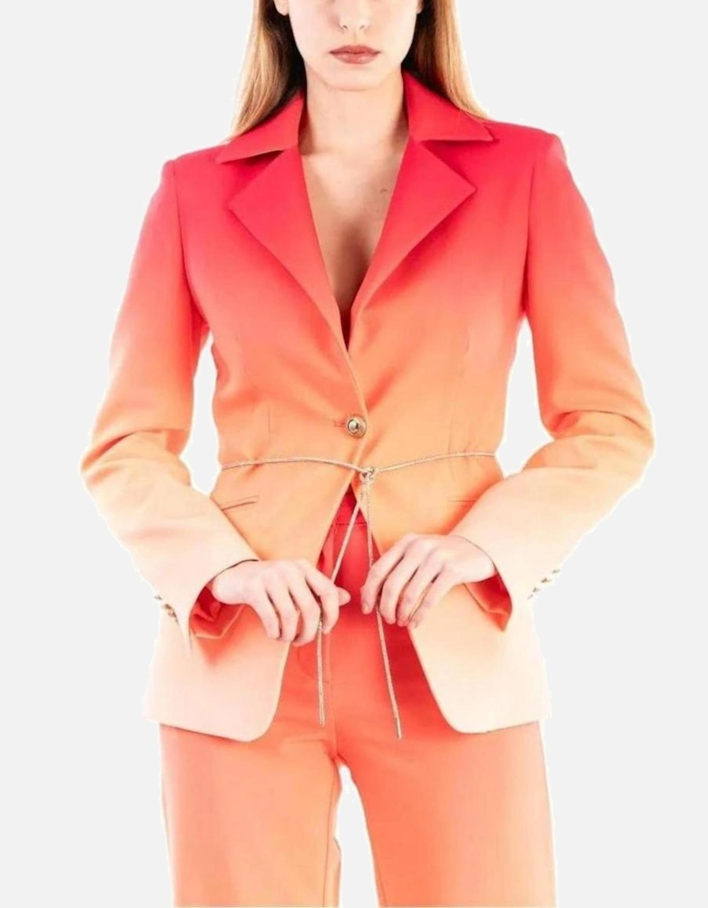 Orange Long Sleeve Buttoned Blazer Women