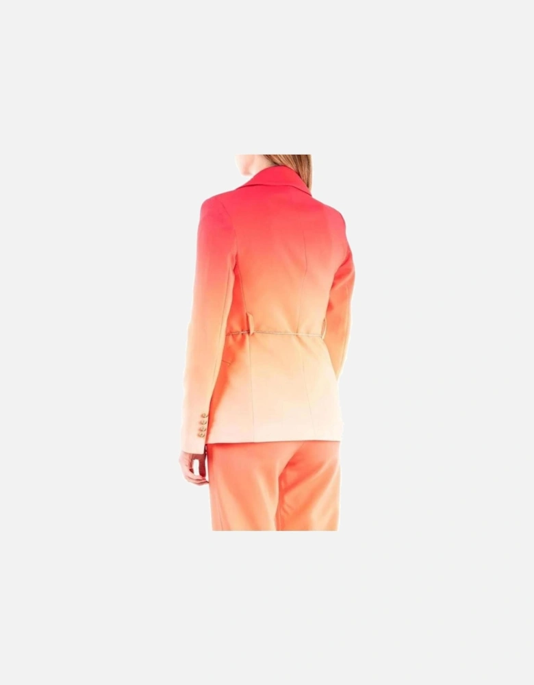 Orange Long Sleeve Buttoned Blazer Women