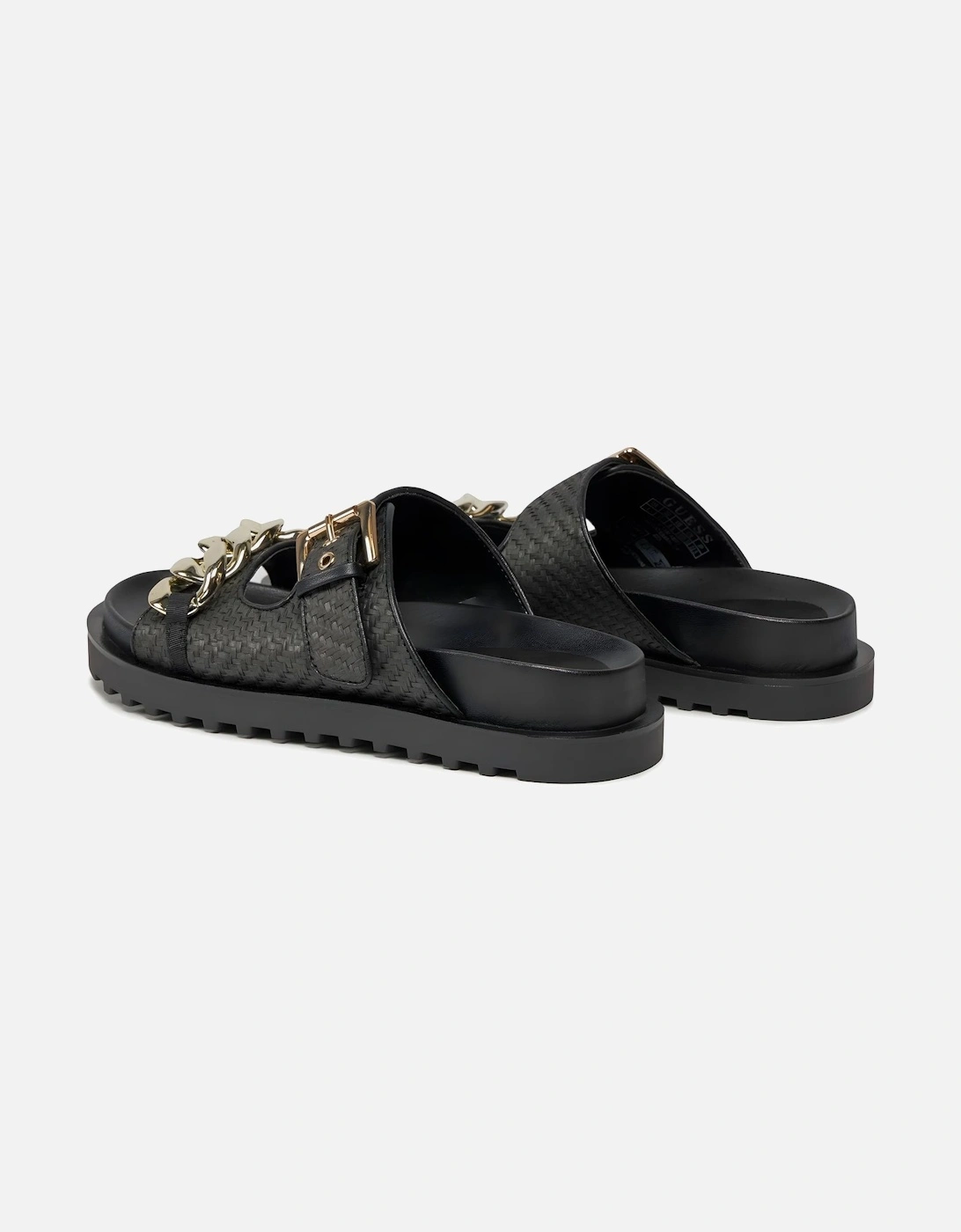 Black Slip-On Sandals with Rubber Sole Women