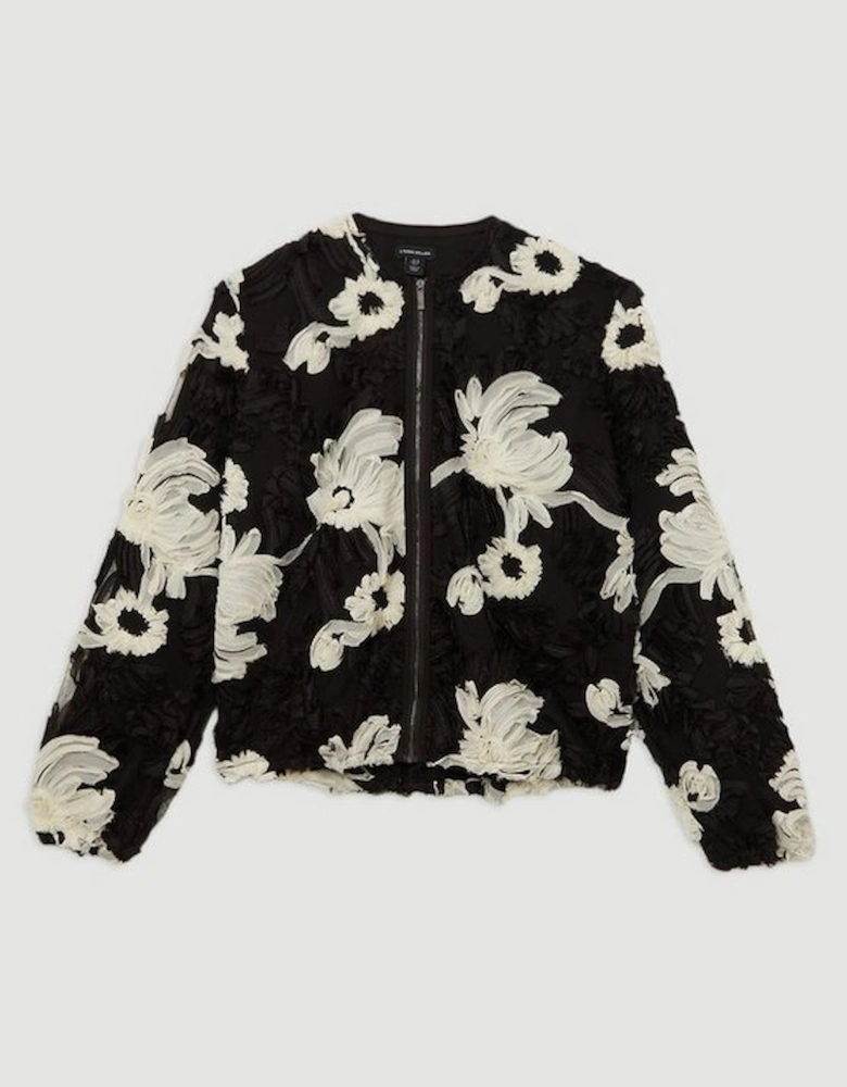 Mono Textured Woven Bomber Jacket